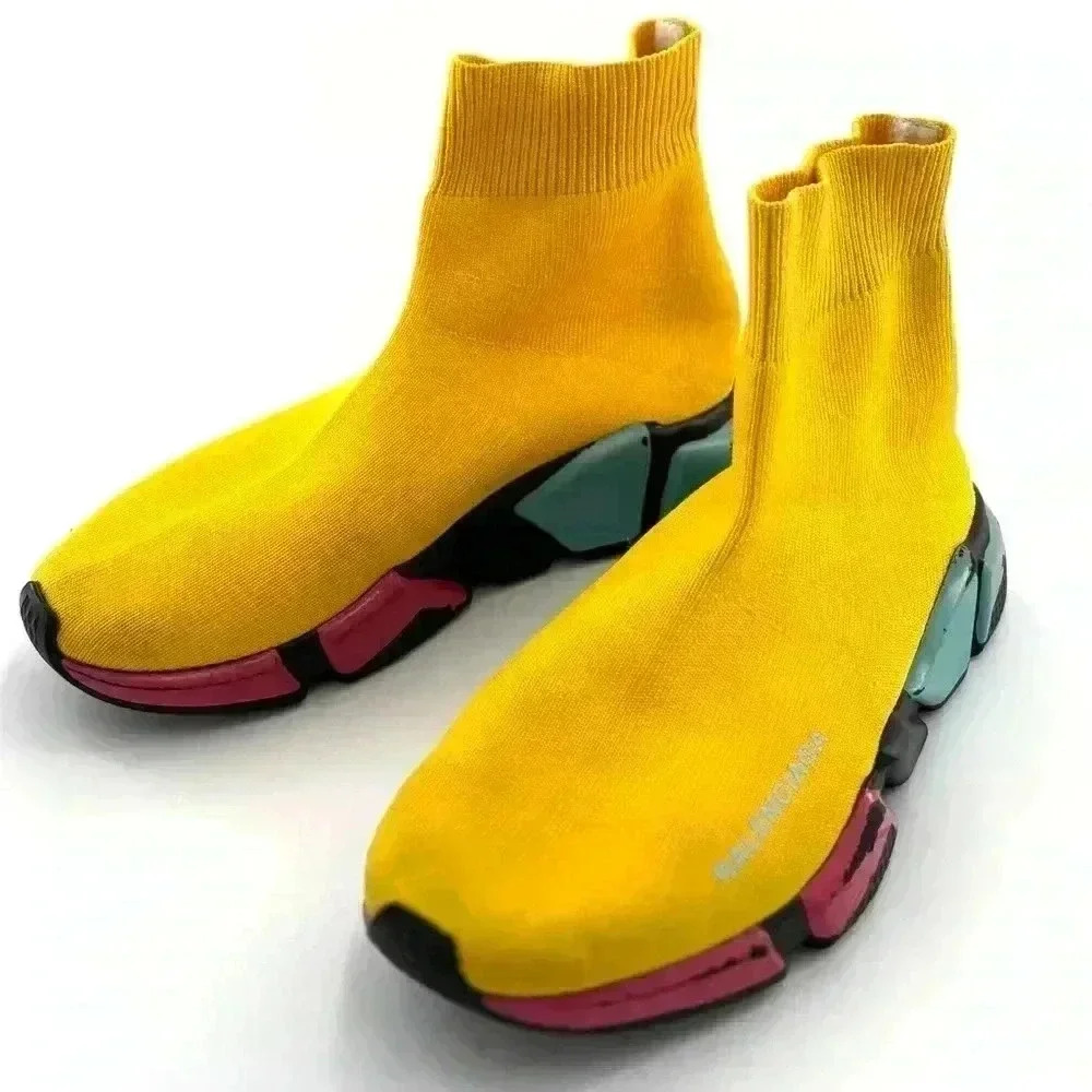 Balenciaga Speed High-Top Yellow  Sneakers in size 36EU /6 US women's- pre-loved